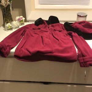 A little girls hat and coat set
